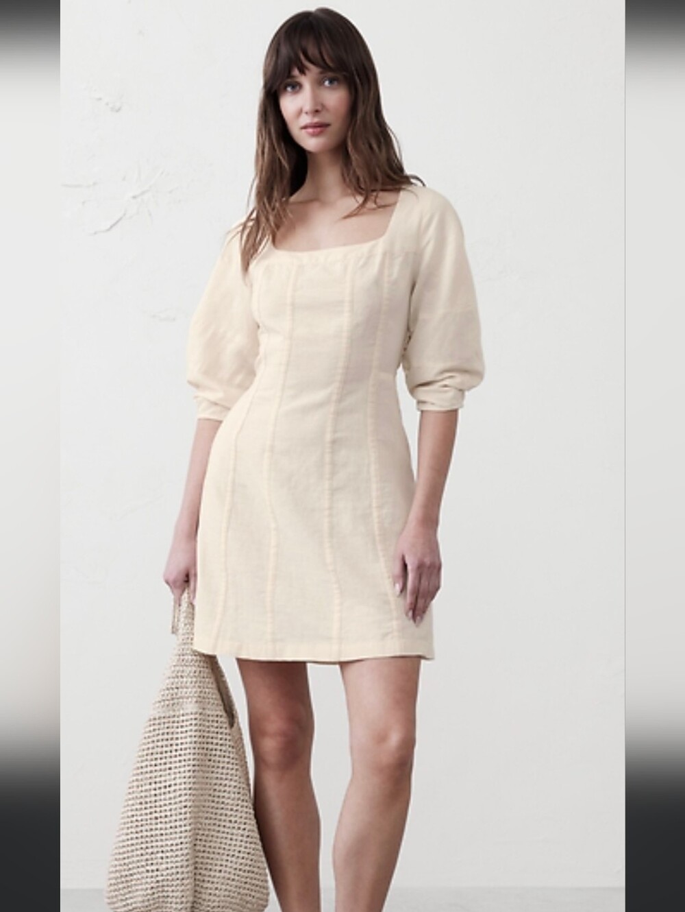 Banana Republic Linen-Blend Seamed Mini Dress.